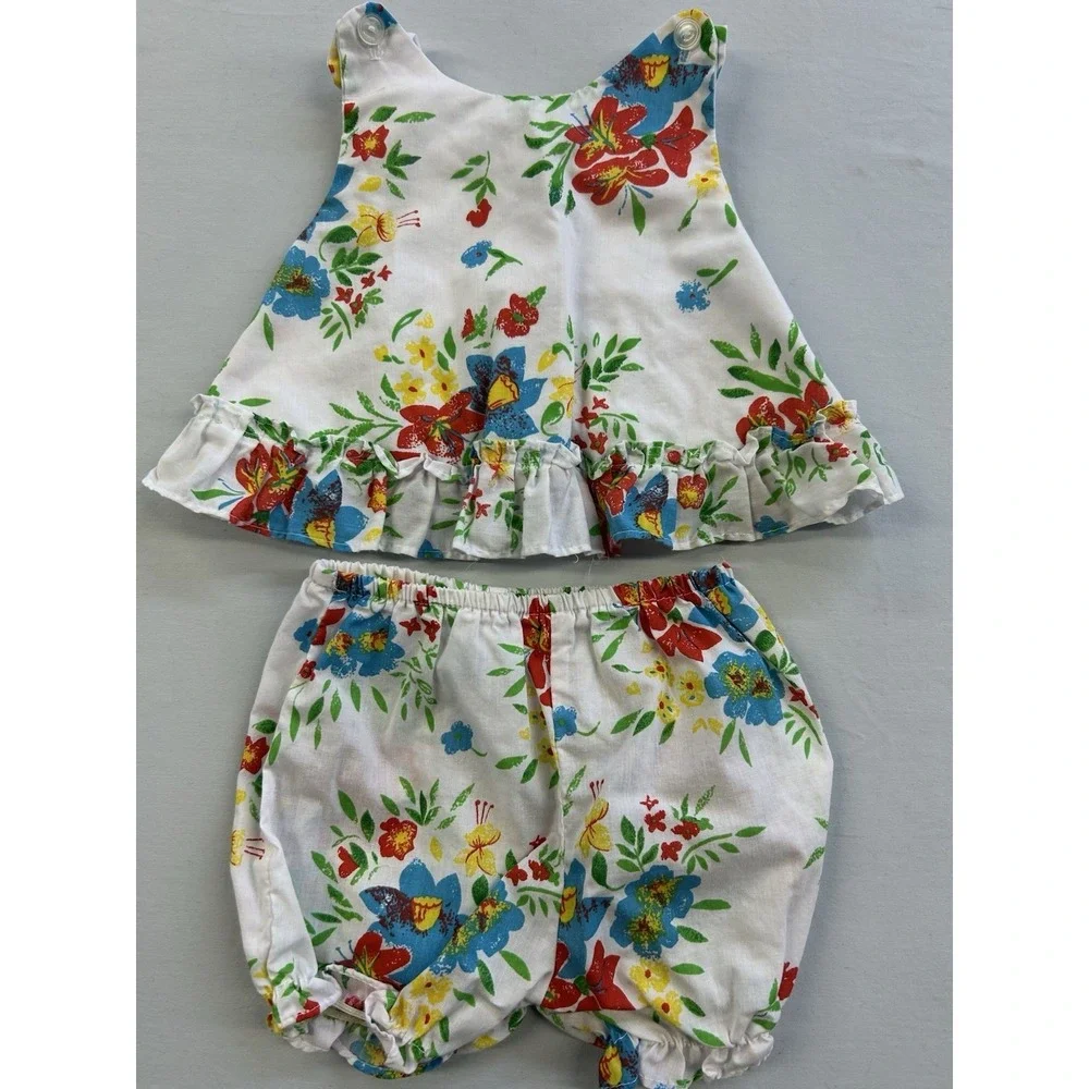 Vintage 90s Two Piece Baby Romper Set By Little Miracles Size 6-9 Months